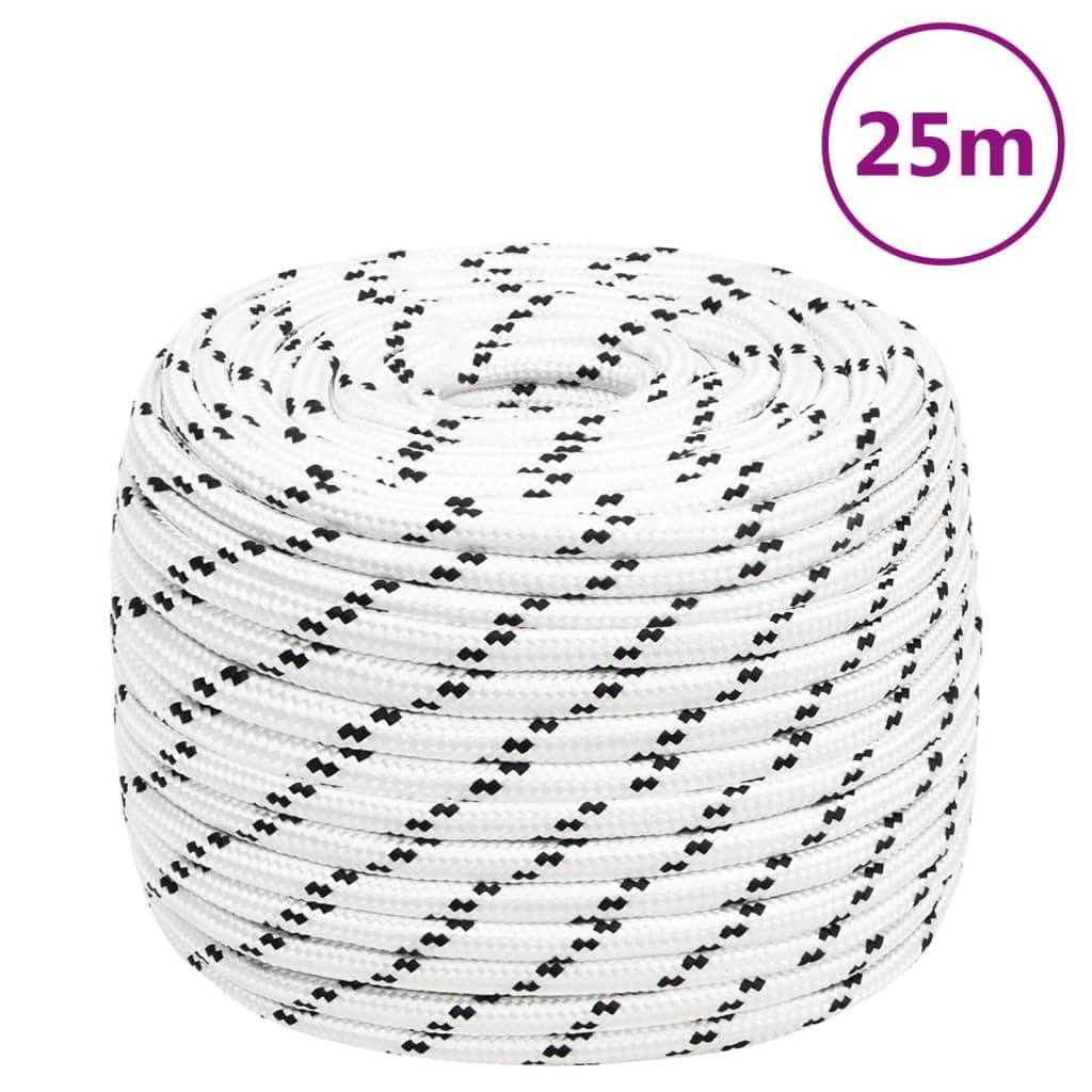 vidaXL Bootsseil Geflochten Weiß 14 mmx25 m Polyester
