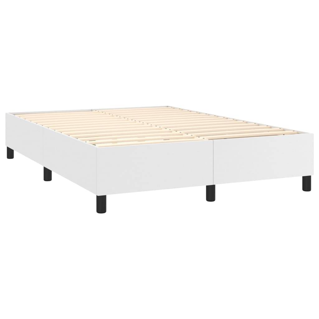 vidaXL Boxspringbett mit Matratze Weiß 140x190 cm Kunstleder
