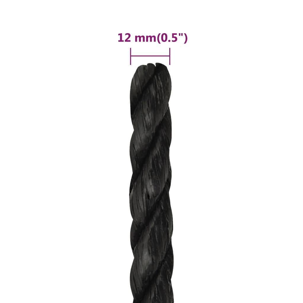 vidaXL Arbeitsseil Schwarz 12 mm 25 m Polypropylen