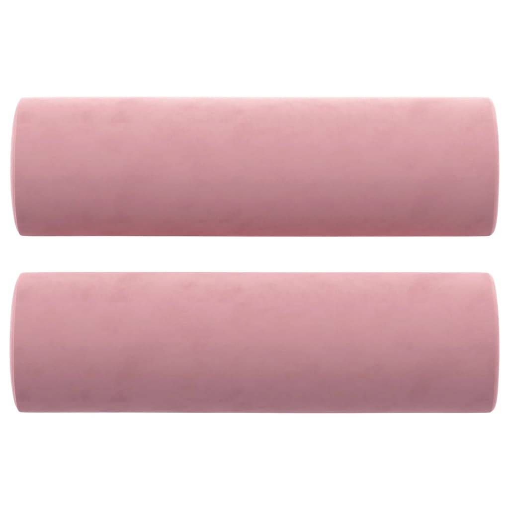 vidaXL Zierkissen 2 Stk. Rosa Ø15x50 cm Samt