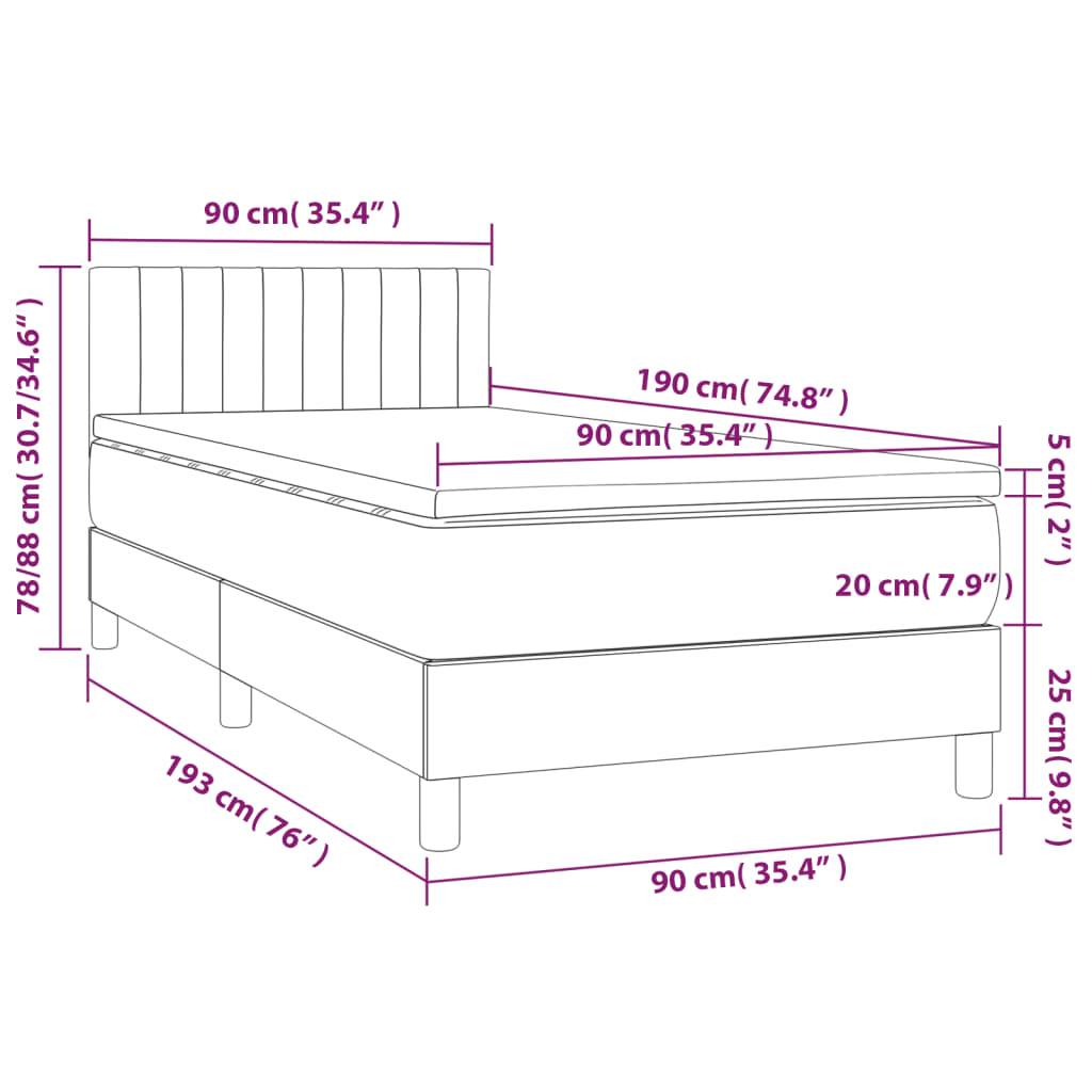 vidaXL Boxspringbett mit Matratze Creme 90x190 cm Stoff