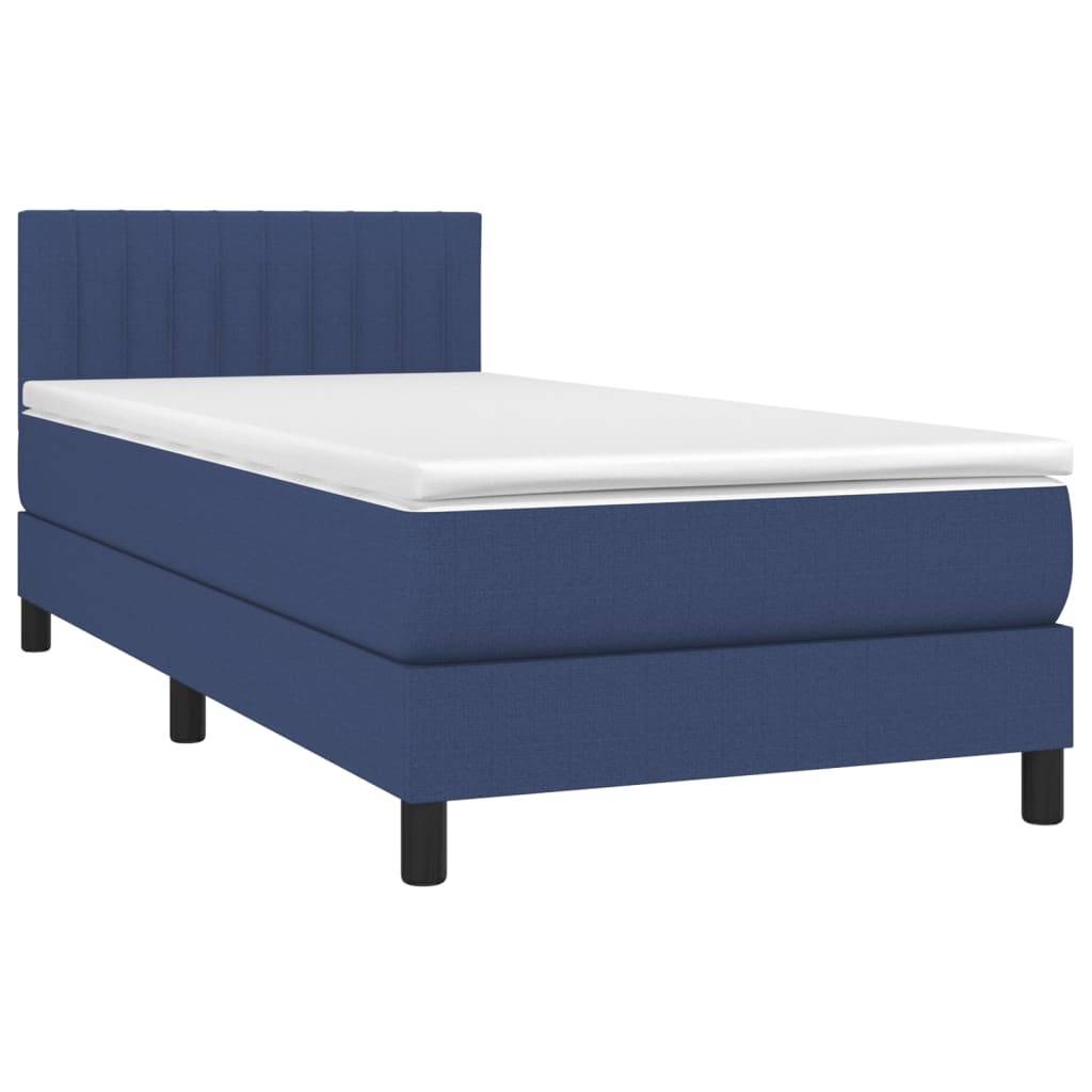 vidaXL Boxspringbett mit Matratze Blau 90x200 cm Stoff