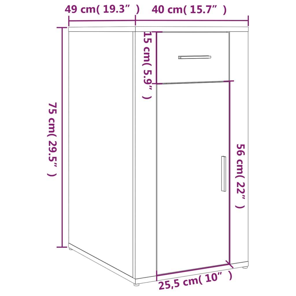vidaXL Büroschrank Betongrau 40x49x75 cm Holzwerkstoff
