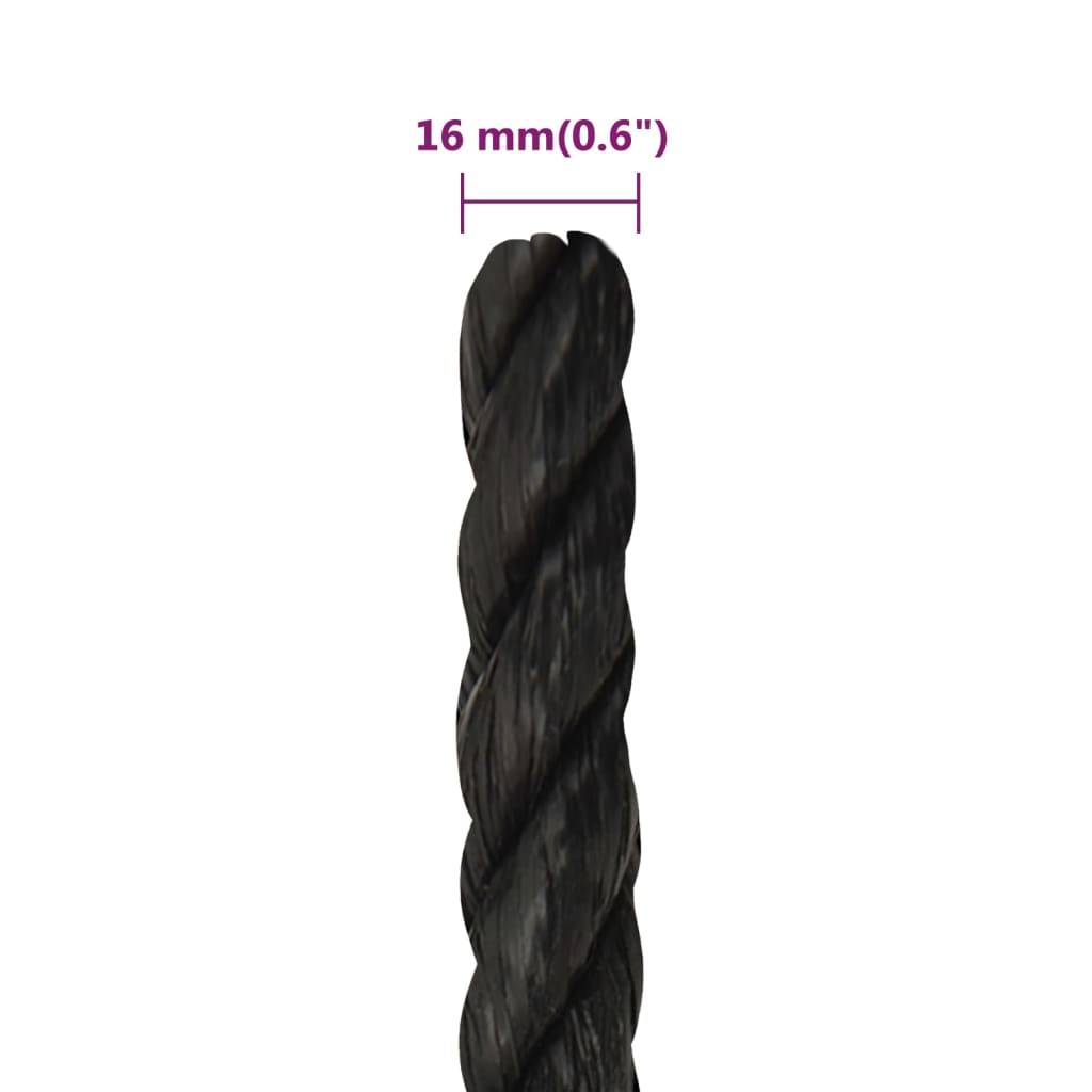 vidaXL Arbeitsseil Schwarz 16 mm 250 m Polypropylen