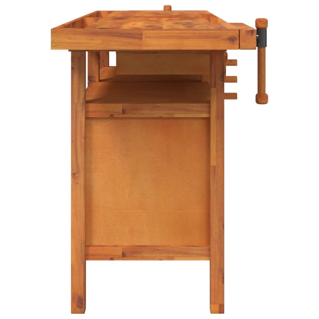 vidaXL Werkbank mit Schubladen Schraubstöcken 162x62x83 cm Akazienholz