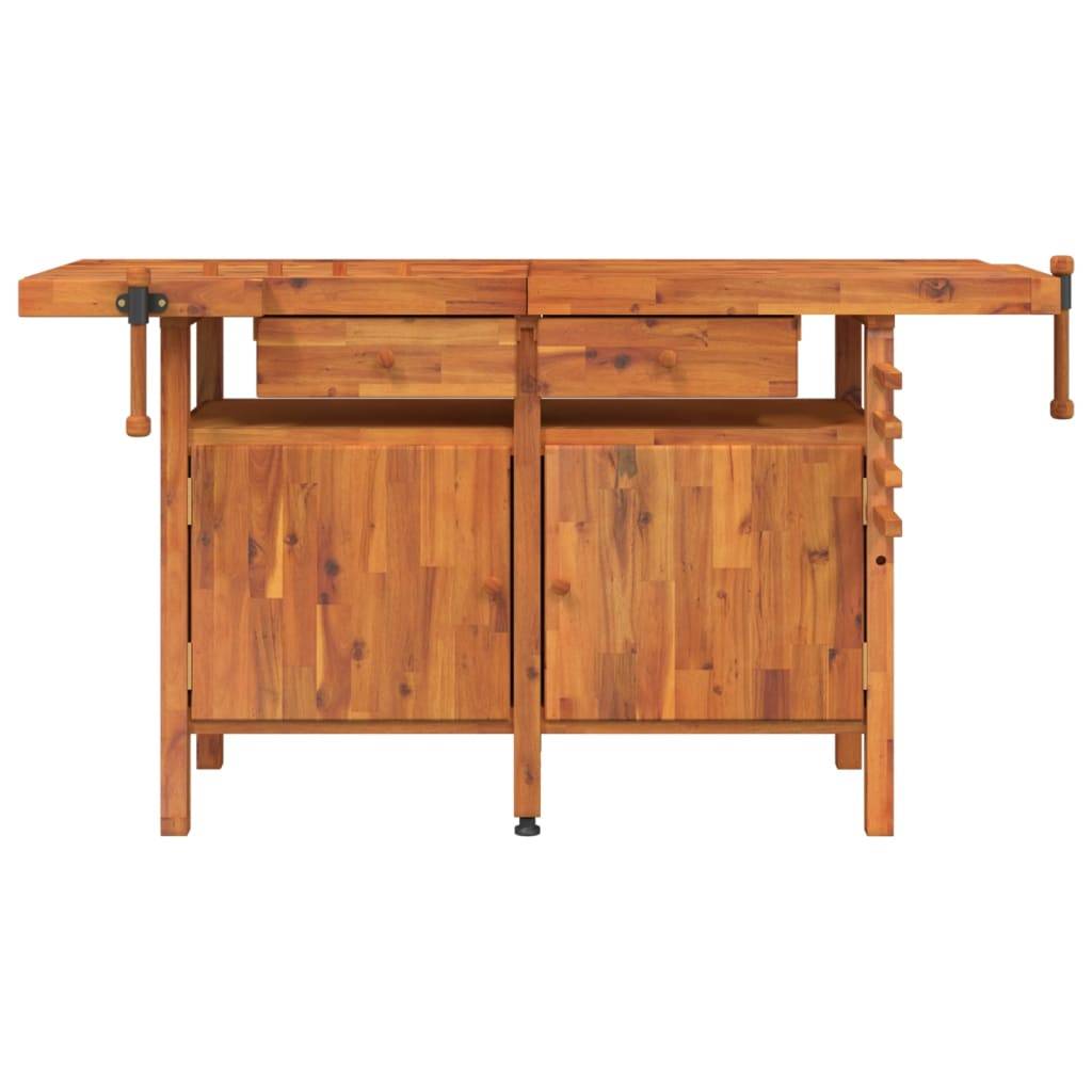 vidaXL Werkbank mit Schubladen Schraubstöcken 162x62x83 cm Akazienholz