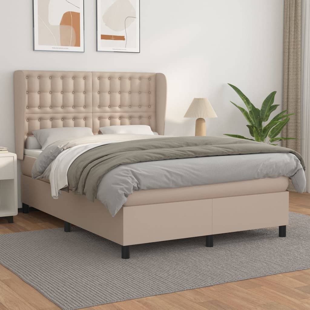 vidaXL Boxspringbett Matratze Cappuccino-Braun 140x200cm Kunstleder
