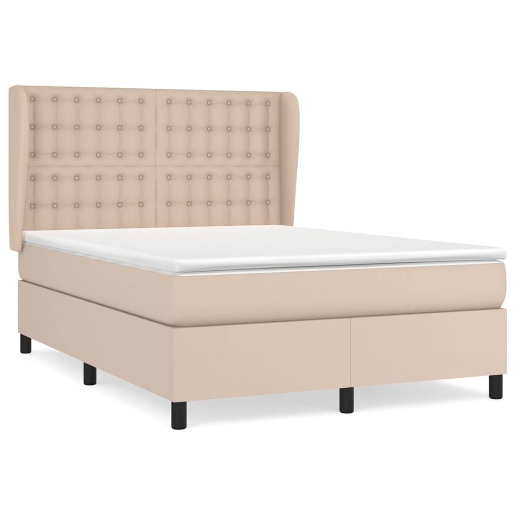 vidaXL Boxspringbett Matratze Cappuccino-Braun 140x200cm Kunstleder