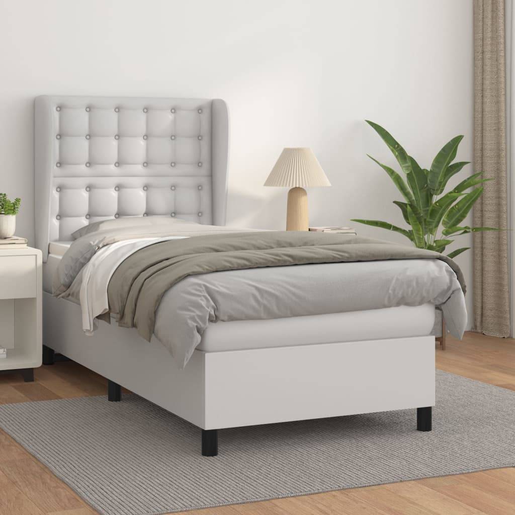 vidaXL Boxspringbett mit Matratze Weiß 80x200 cm Kunstleder