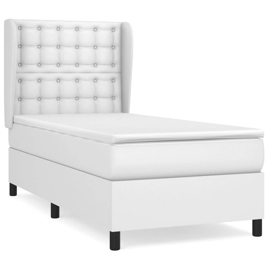 vidaXL Boxspringbett mit Matratze Weiß 80x200 cm Kunstleder