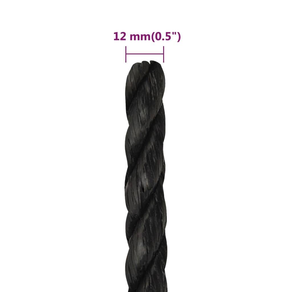 vidaXL Arbeitsseil Schwarz 12 mm 50 m Polypropylen