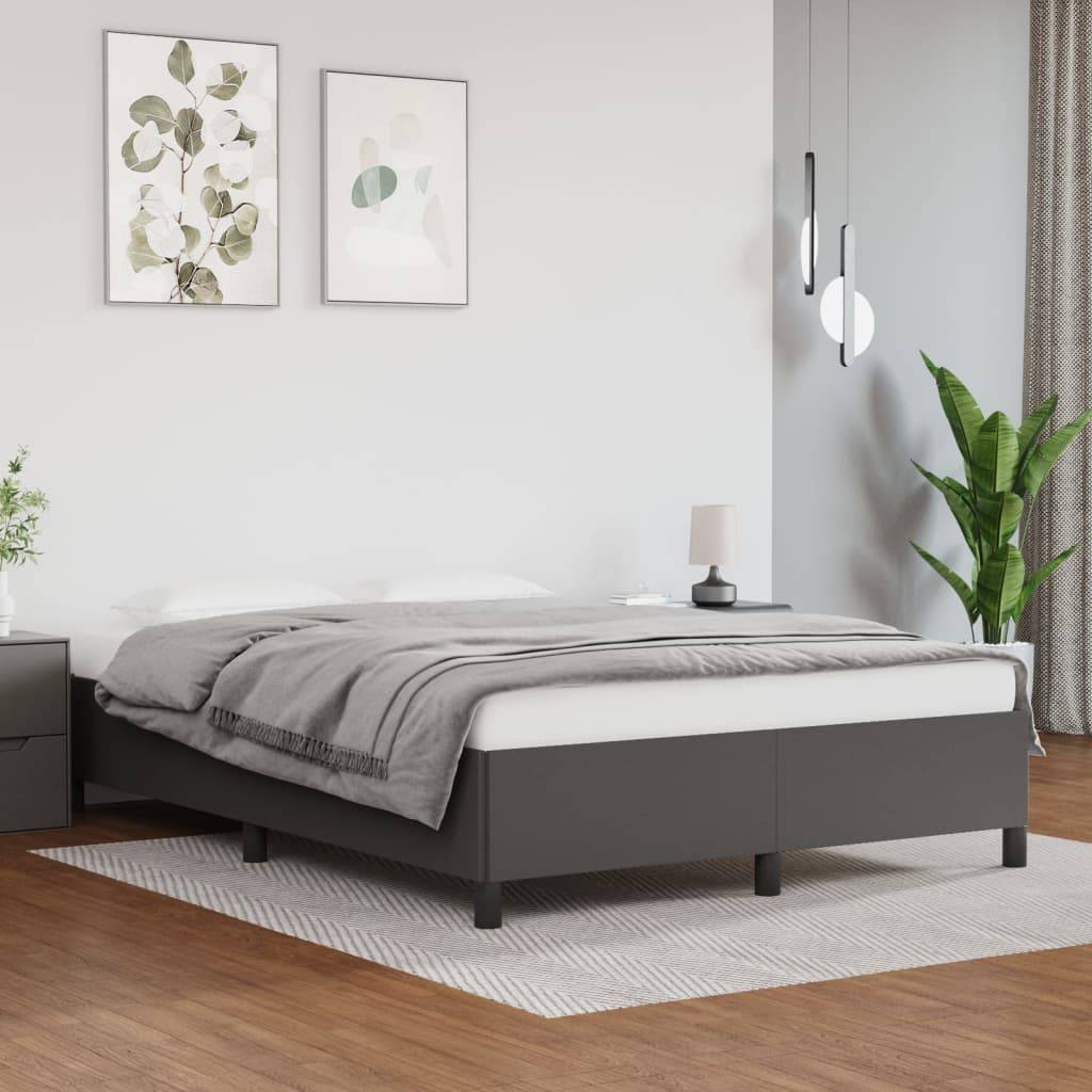 vidaXL Bettgestell Grau 140x190 cm Kunstleder