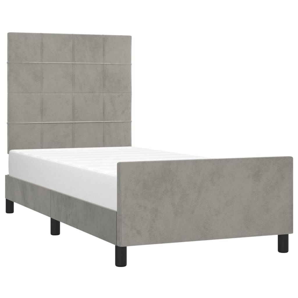 vidaXL Bettgestell ohne Matratze Hellgrau 100x200 cm Samt