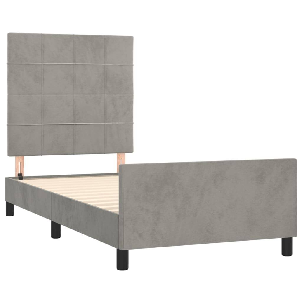 vidaXL Bettgestell ohne Matratze Hellgrau 100x200 cm Samt