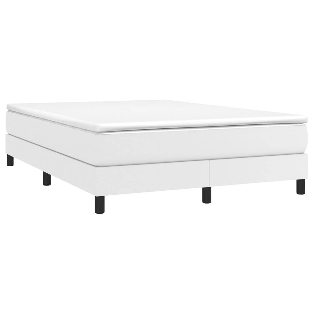 vidaXL Boxspringbett mit Matratze Weiß 140x190 cm Kunstleder
