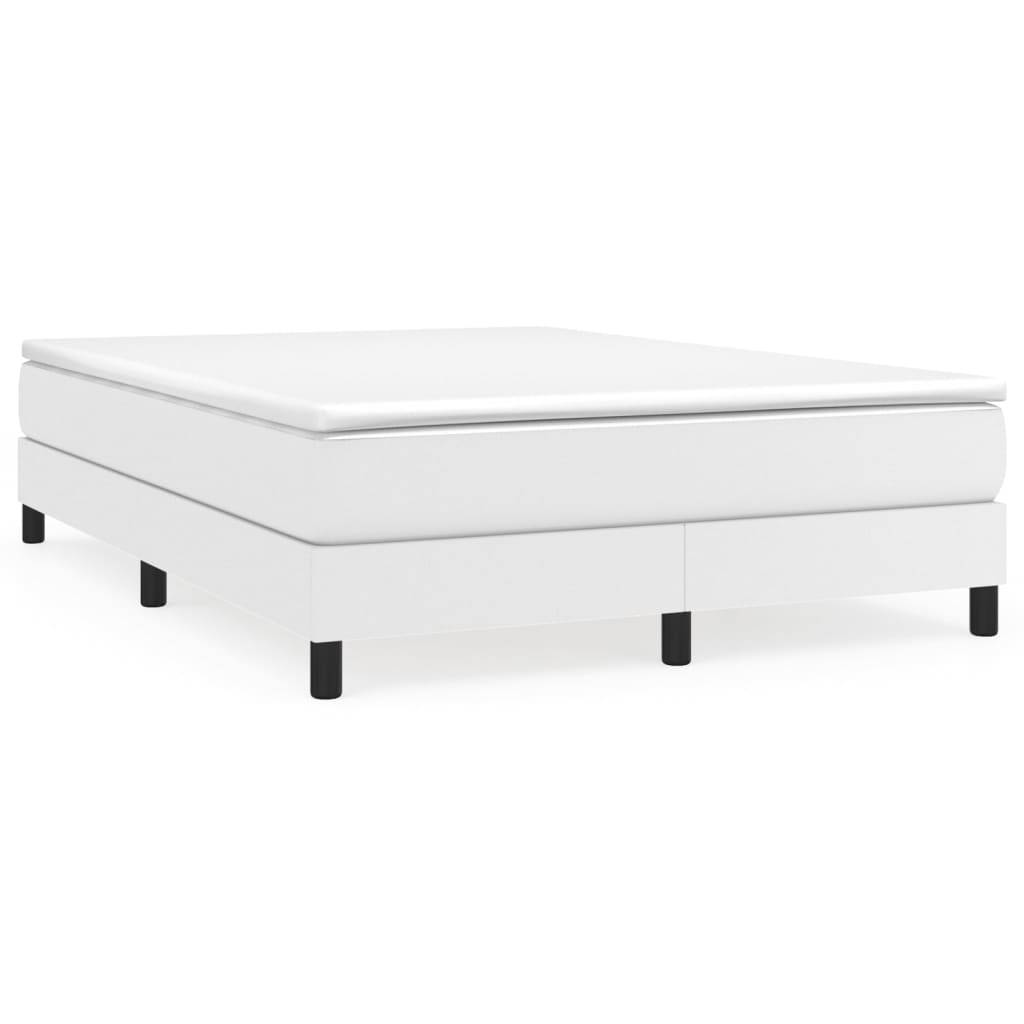 vidaXL Boxspringbett mit Matratze Weiß 140x190 cm Kunstleder