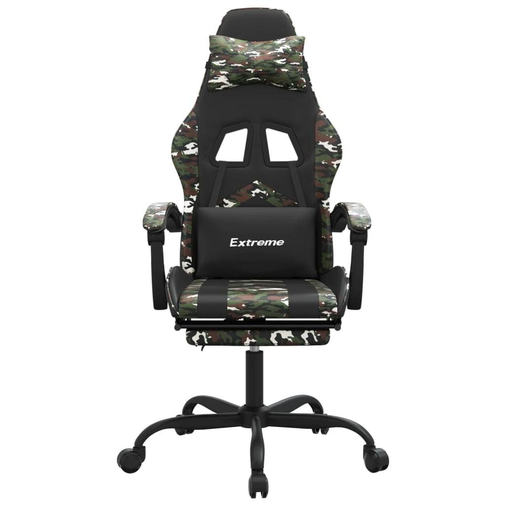 vidaXL Gaming-Stuhl mit Fußstütze Schwarz und Tarnfarben Kunstleder