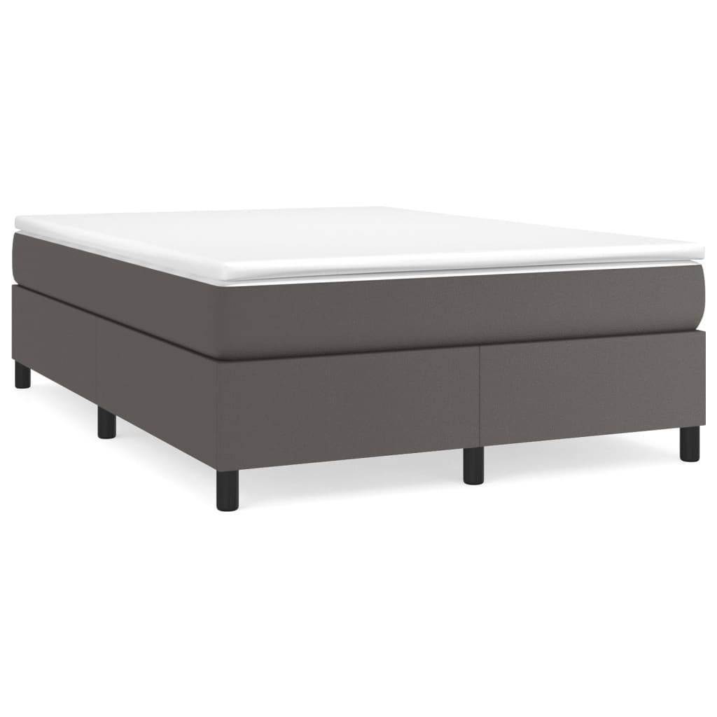 vidaXL Boxspringbett mit Matratze Grau 160x200 cm Kunstleder