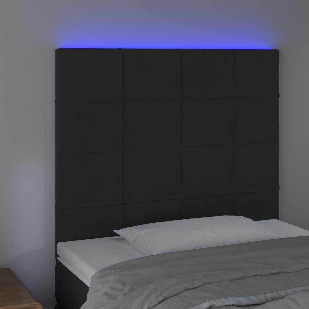 vidaXL LED Kopfteil Schwarz 90x5x118/128 cm Samt
