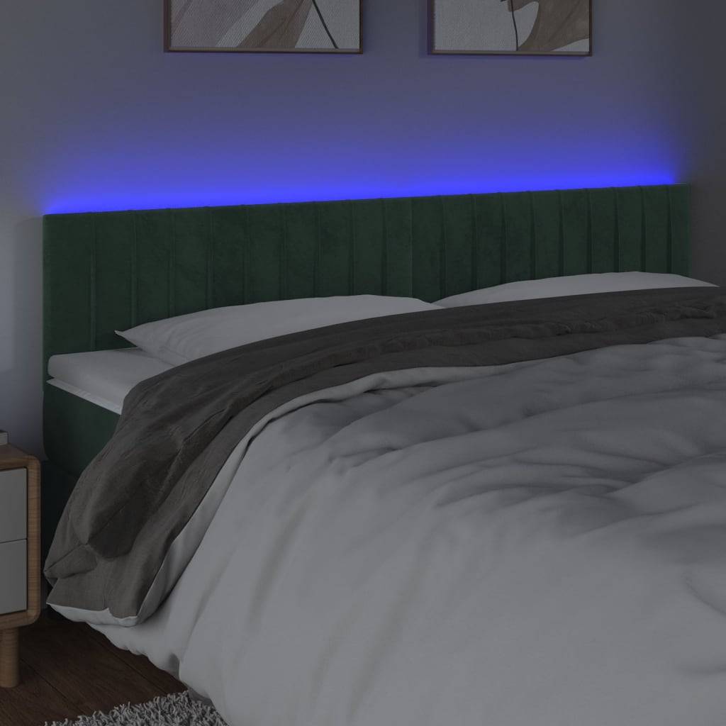 vidaXL LED Kopfteil Dunkelgrün 200x5x78/88 cm Samt