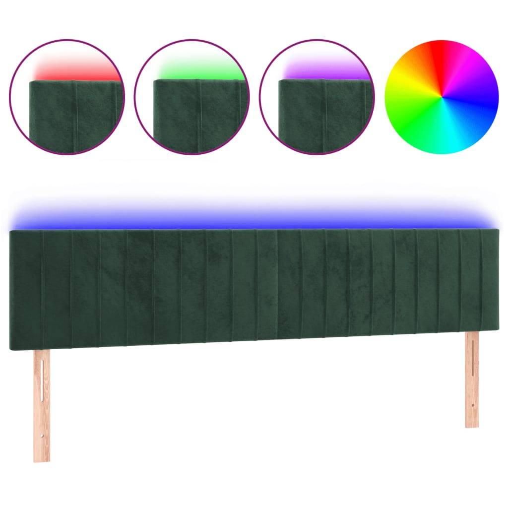 vidaXL LED Kopfteil Dunkelgrün 200x5x78/88 cm Samt