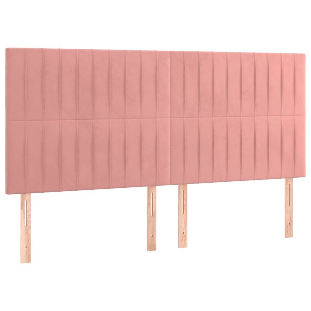 vidaXL LED Kopfteil Rosa 160x5x118/128 cm Samt