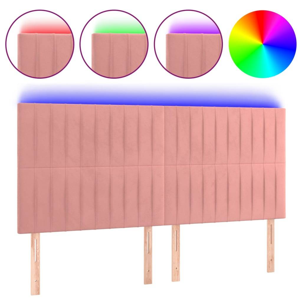 vidaXL LED Kopfteil Rosa 160x5x118/128 cm Samt