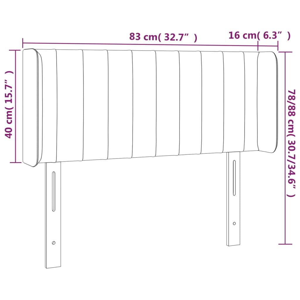 vidaXL LED Kopfteil Dunkelgrau 83x16x78/88 cm Stoff