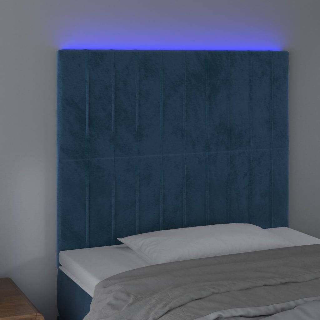 vidaXL LED Kopfteil Dunkelblau 100x5x118/128 cm Samt