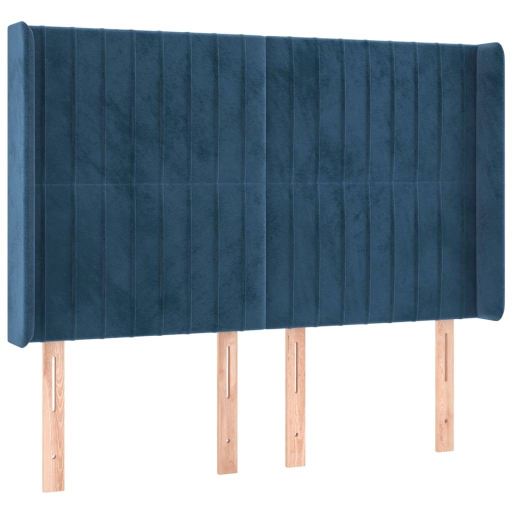 vidaXL LED Kopfteil Dunkelblau 147x16x118/128 cm Samt