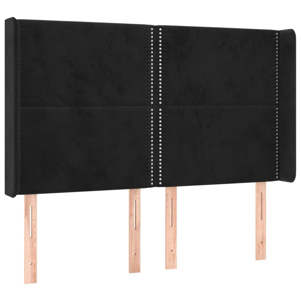 vidaXL LED Kopfteil Schwarz 147x16x118/128 cm Samt