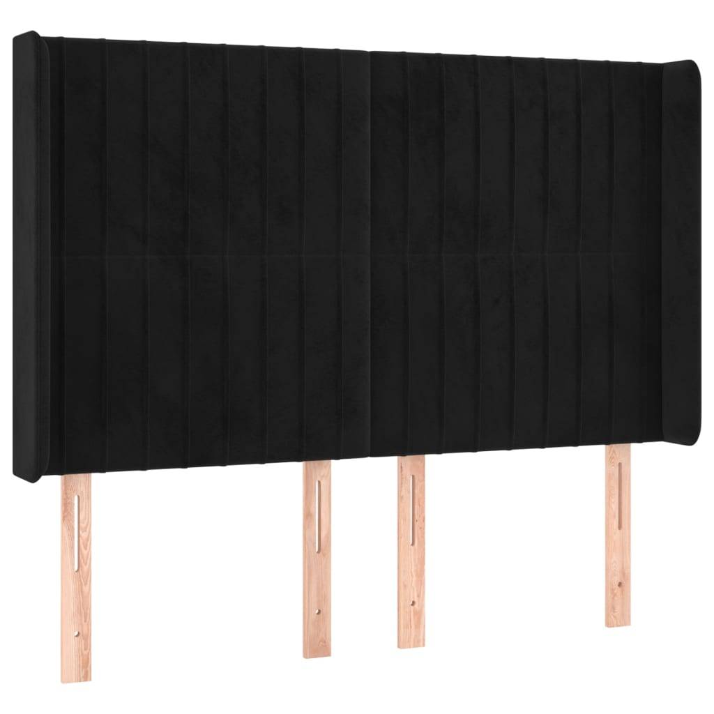 vidaXL LED Kopfteil Schwarz 147x16x118/128 cm Samt