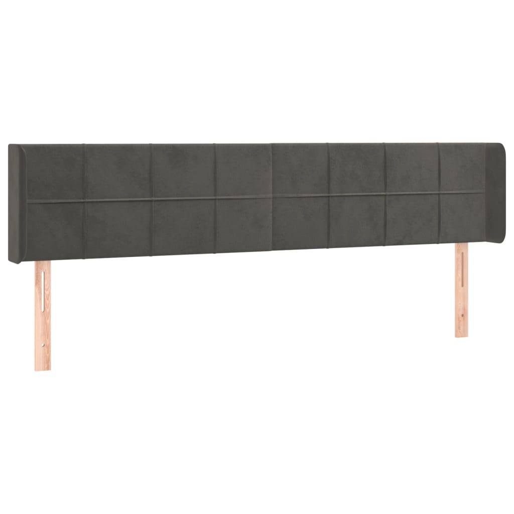 vidaXL LED Kopfteil Dunkelgrau 203x16x78/88 cm Samt