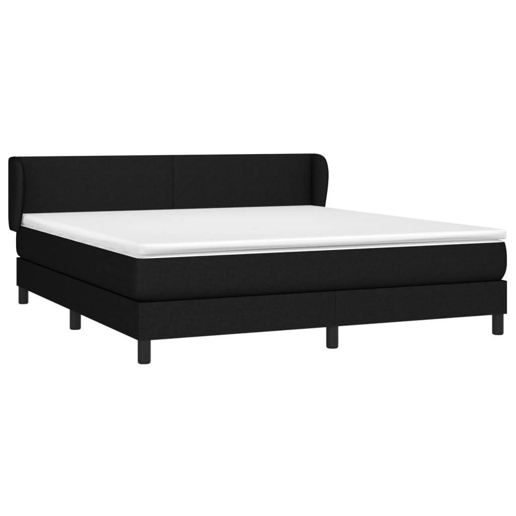 vidaXL Boxspringbett mit Matratze Schwarz 160x200 cm Stoff