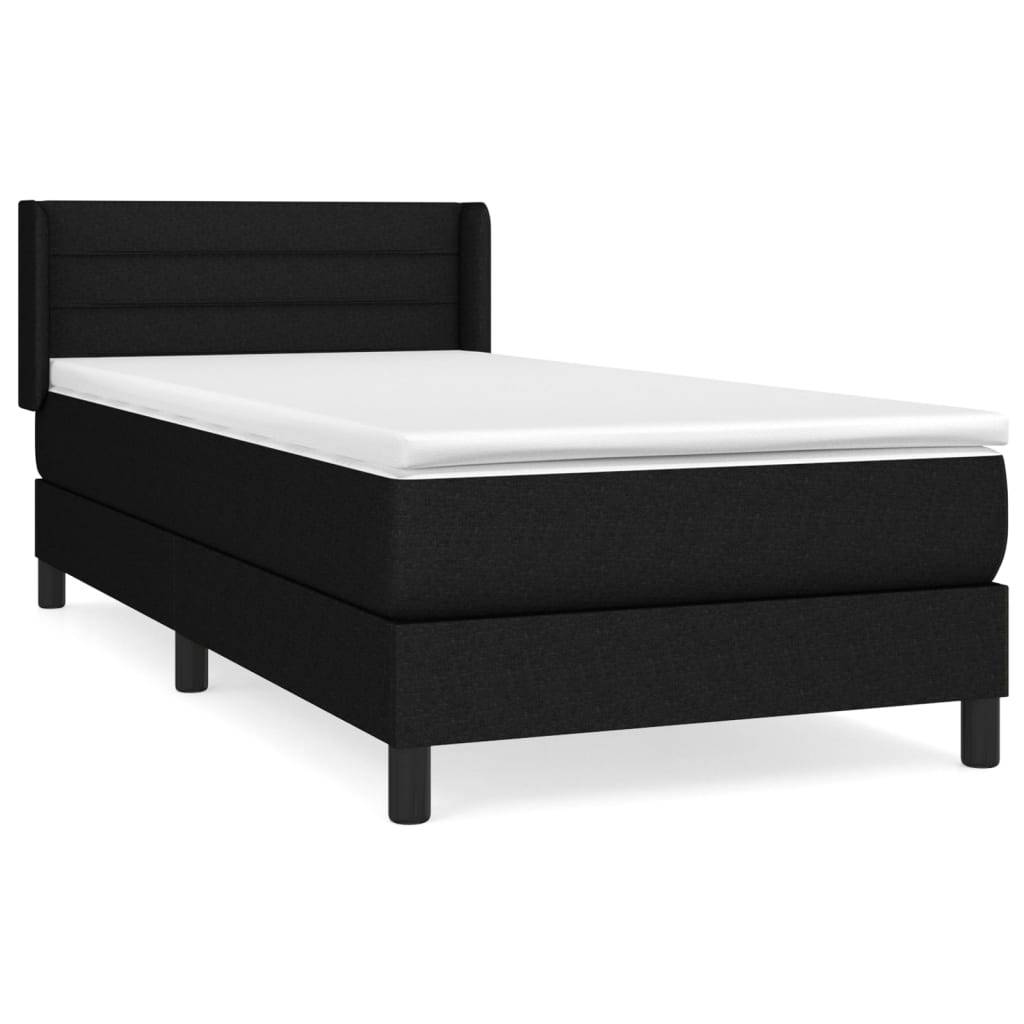 vidaXL Boxspringbett mit Matratze Schwarz 90x190 cm Stoff