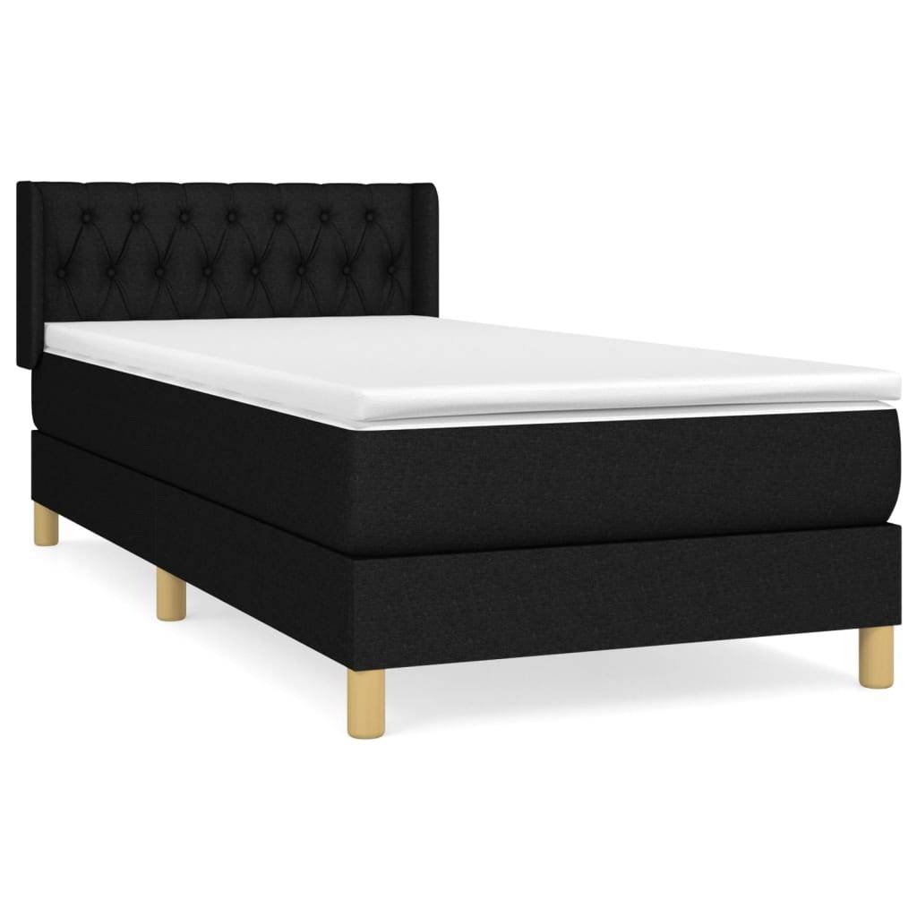 vidaXL Boxspringbett mit Matratze Schwarz 100x200 cm Stoff