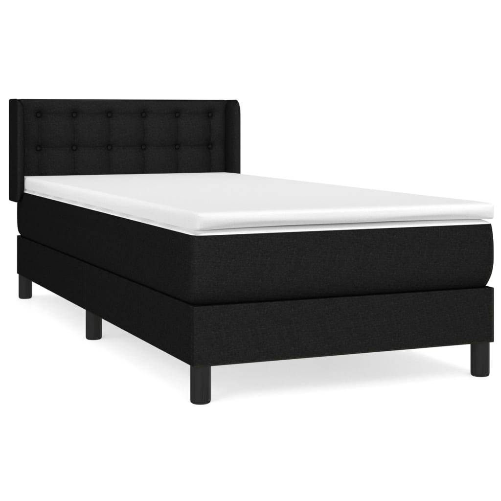 vidaXL Boxspringbett mit Matratze Schwarz 90x190 cm Stoff