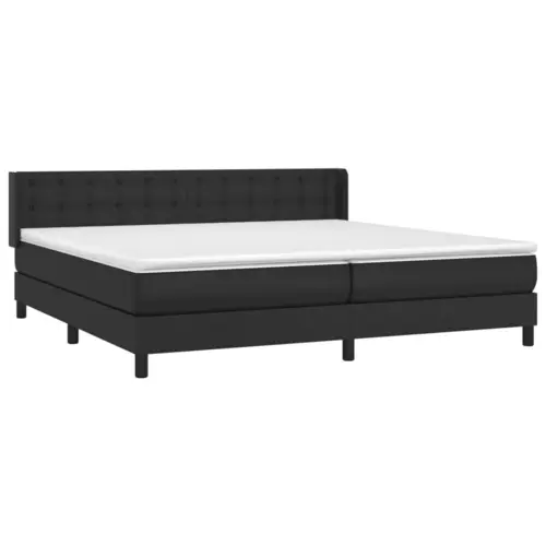 vidaXL Boxspringbett mit Matratze Schwarz 200x200 cm Kunstleder vidaXL Boxspringbett mit Matratze Schwarz 200x200 cm Kunstleder