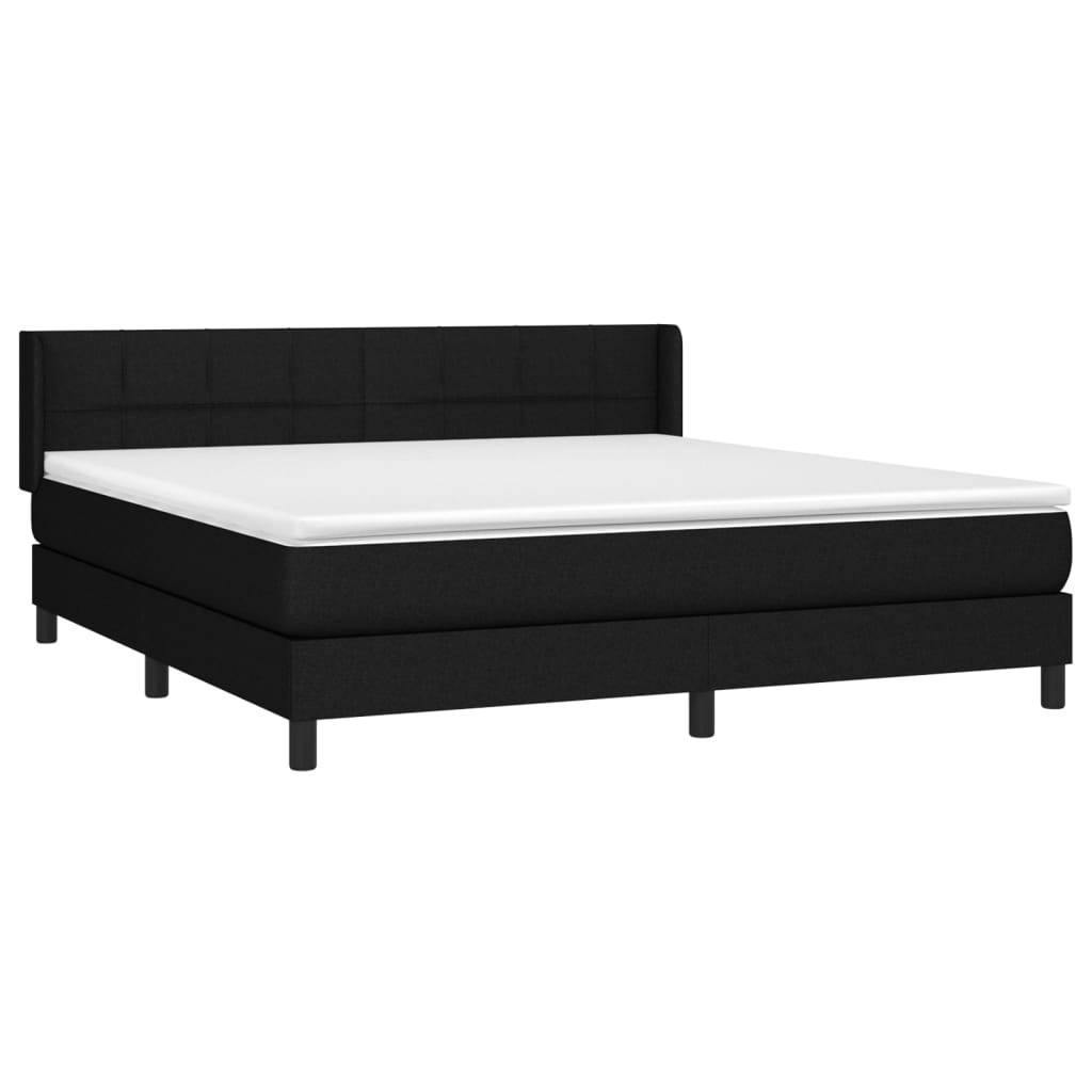vidaXL Boxspringbett mit Matratze Schwarz 160x200 cm Stoff