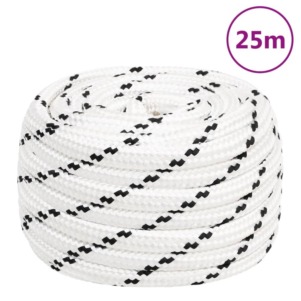 vidaXL Bootsseil Geflochten Weiß 16 mmx25 m Polyester