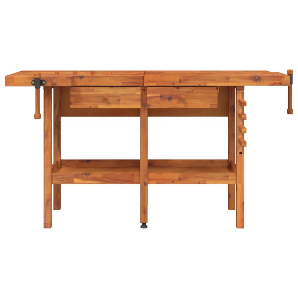 vidaXL Werkbank mit Schubladen Schraubstöcken 162x62x83 cm Akazienholz