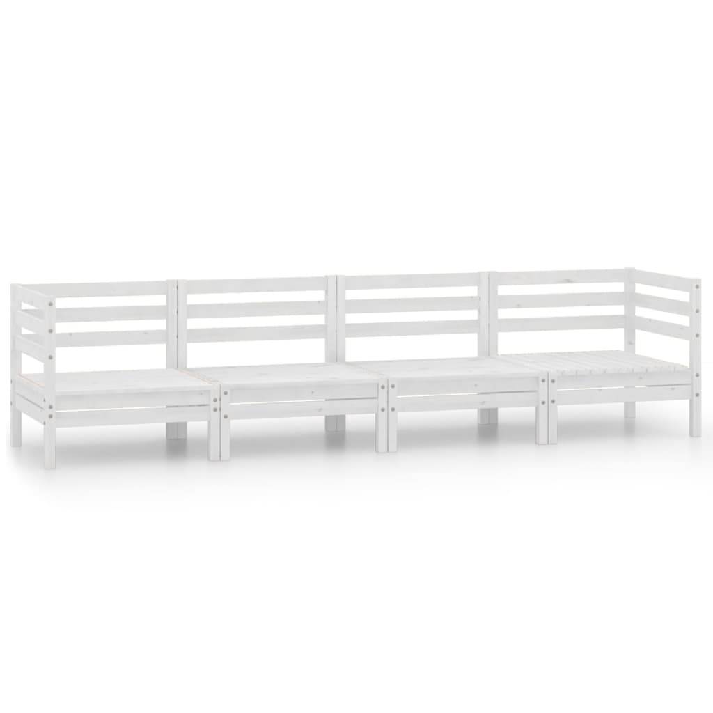 vidaXL 4-tlg. Garten-Lounge-Set Weiß Kiefer Massivholz