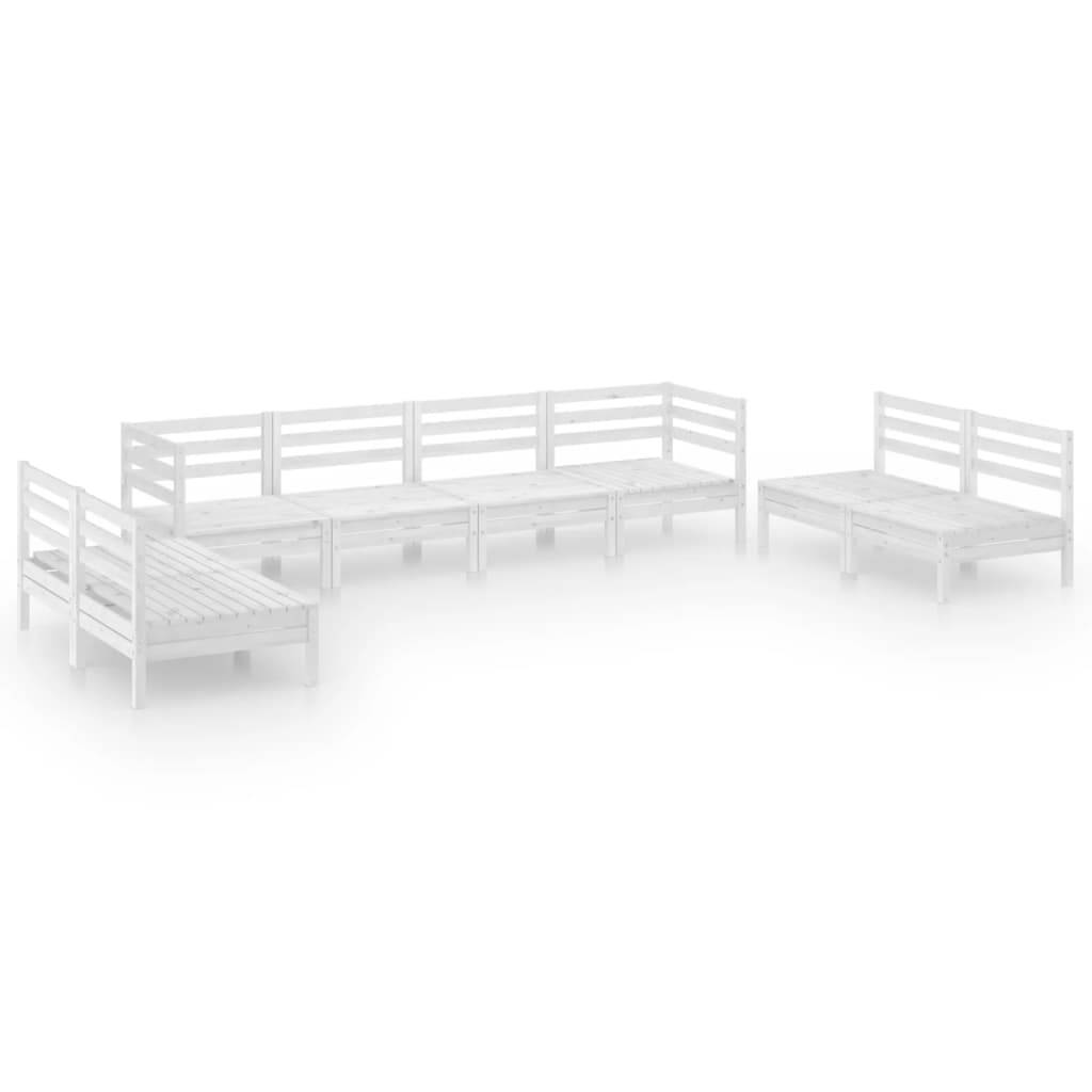 vidaXL 8-tlg. Garten-Lounge-Set Weiß Massivholz Kiefer