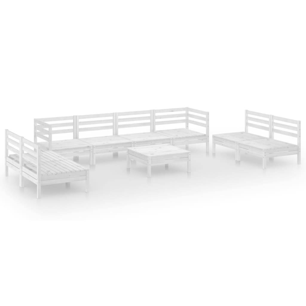 vidaXL 9-tlg. Garten-Lounge-Set Weiß Massivholz Kiefer