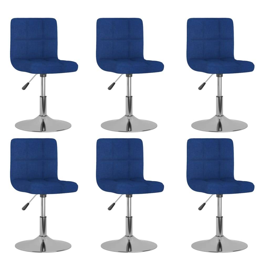 vidaXL Esszimmerstühle 6 Stk. Drehbar Blau Stoff