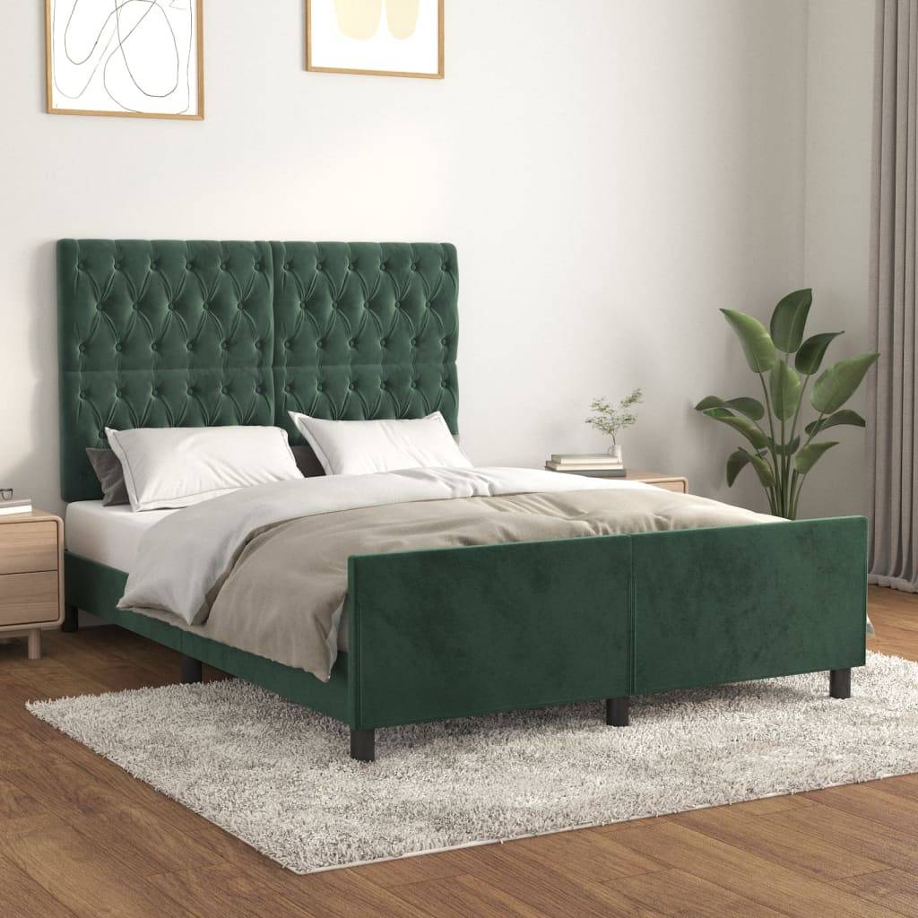 vidaXL Bettgestell ohne Matratze Dunkelgrün 140x200 cm Samt