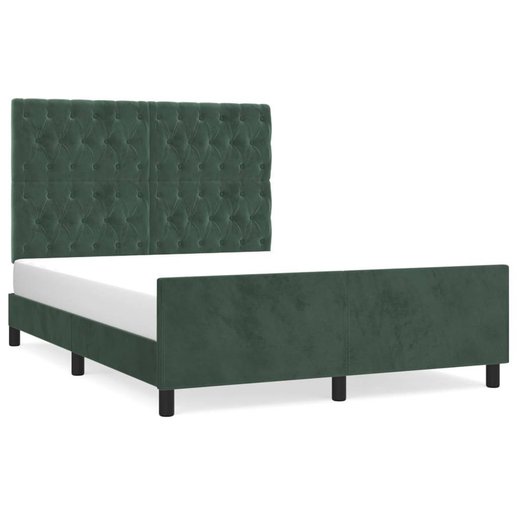 vidaXL Bettgestell ohne Matratze Dunkelgrün 140x190 cm Samt
