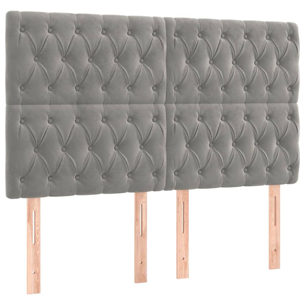 vidaXL Kopfteile 4 Stk. Hellgrau 72x7x78/88 cm Samt