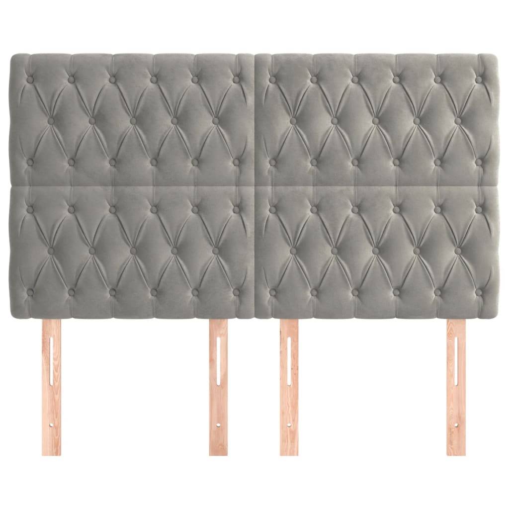 vidaXL Kopfteile 4 Stk. Hellgrau 72x7x78/88 cm Samt