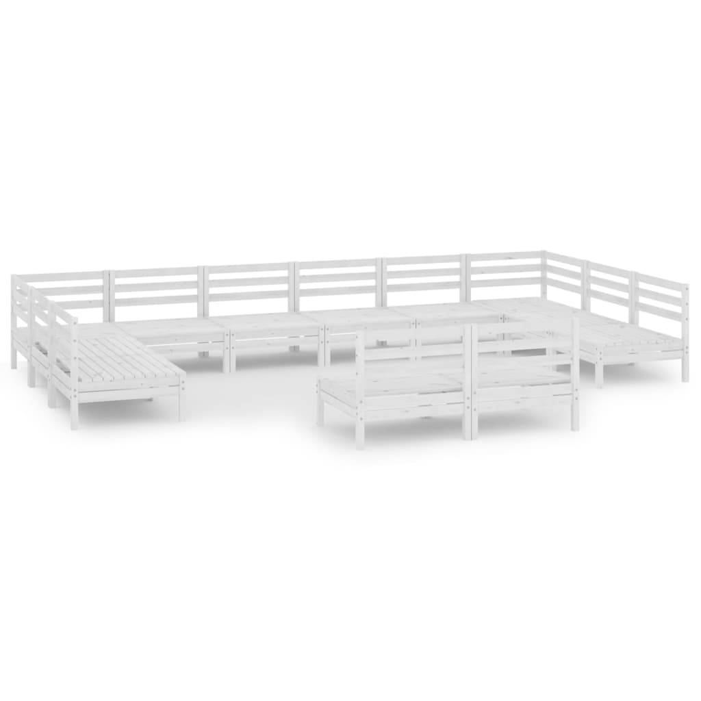 vidaXL 12-tlg. Garten-Lounge-Set Weiß Massivholz Kiefer